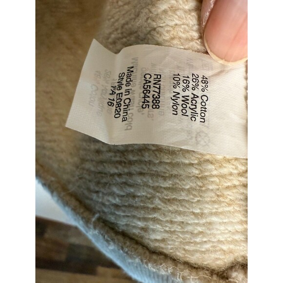 J Crew Sweatshirt Womens Large Beige Cowl Neck Long Sleeves Pockets - Picture 5 of 7